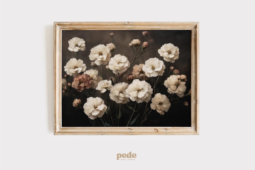 Moody Floral Still Life Art Print: Vintage Botanical Decor (digital ...