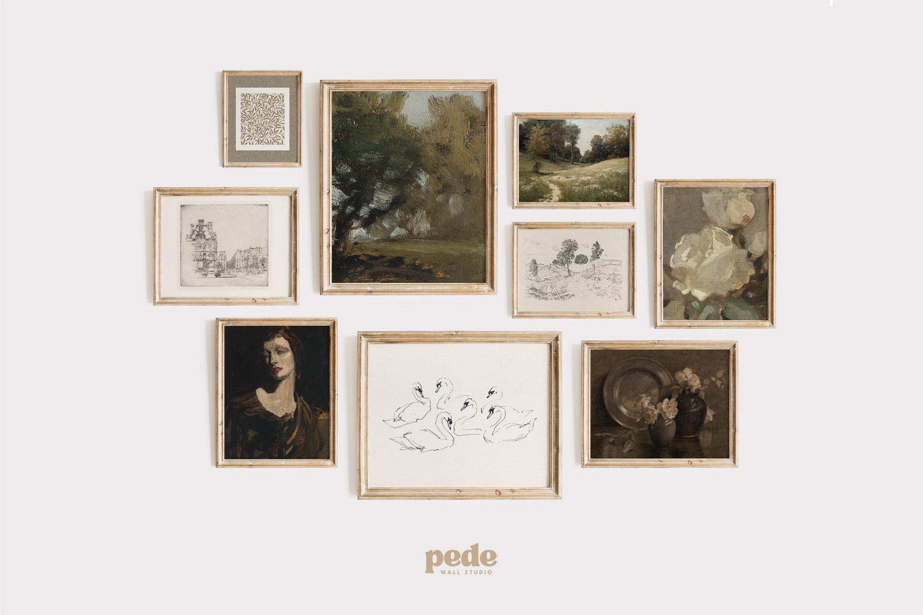 Vintage Gallery Wall Set of 9 Prints | Printable Art Collection With ...