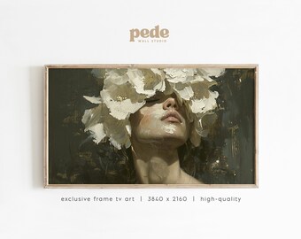 Arte abstracto de mujer enmarcando un televisor: Pétalos en flor (Descarga digital)