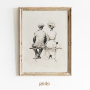 Timeless Companions, downloadable wall art, living room decor, antique drawing, vintage sketch art, academic aesthetic, instant download