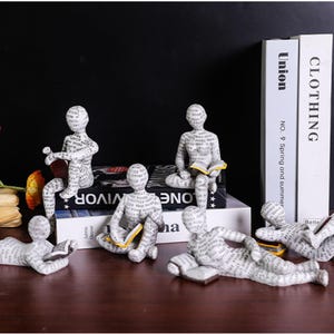 Statuetta di donna che legge, decorazione per libreria in stile pensatore, statua in resina, sculture astratte in resina