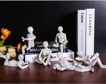 Reading Woman Figurine Pulp Bookshelf Decor Thinker Style Resin Statue Resin Abstract Sculptures Figurines