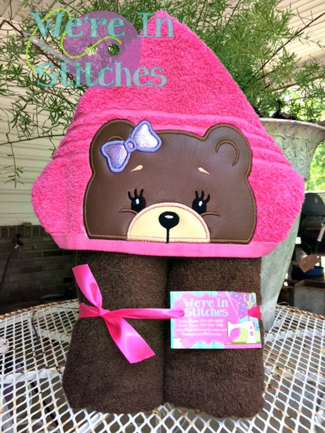 Girl Teddy Bear Hooded Towel, Teddy Bear Towel, Bath Towel, Beach Towel ...