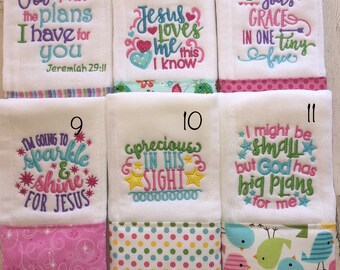Baby shower gift. Set of 4 for $25 Personalized Burp Cloth 