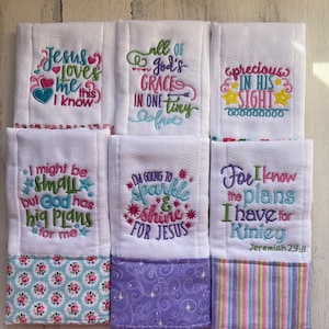 Baby girl burp cloths, baby girl gift, baby shower gift, personalized baby gift, christian baby, scripture burp cloth set, monogram