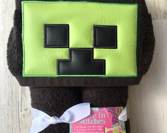 Creeper Hooded Towel Minecraft Towel Creeper Towel Minecraft