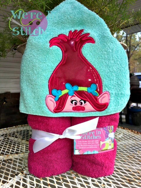 Poppy Hooded Towel Trolls Hooded Towel Girl Troll Towel Pool Towel Beach Towel Bath Towel Children s Gift Appliqued Towel Poppy Etsy
