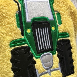 John Deere tractor hooded towel, Tractor towel, pool towel, bath towel, beach towel, children's gift, appliqued towel, farm gift, farm towel