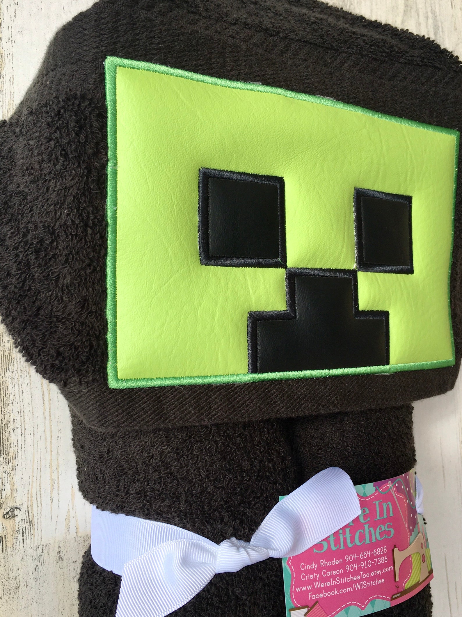 Creeper Hooded Towel Minecraft Towel Creeper Towel Etsy