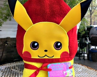 Pikachu hooded towel, Pokemon hooded towel, beach towel, bath towel, pool towel, Children's gift, birthday gift, Pikachu towel, Pokemon gift