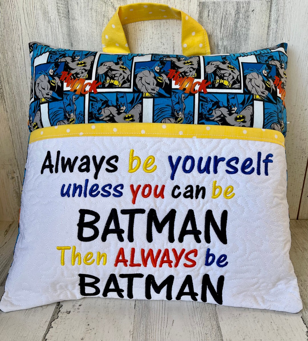 Batman Pocket Pillow, Batman Reading Pillow, Batman Pillow, Batman Gift