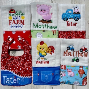 Farm Baby Burp Cloths, machine embroidered burp cloths, Baby burp cloths, baby gift, baby gift, burp cloth set, Animals burp set