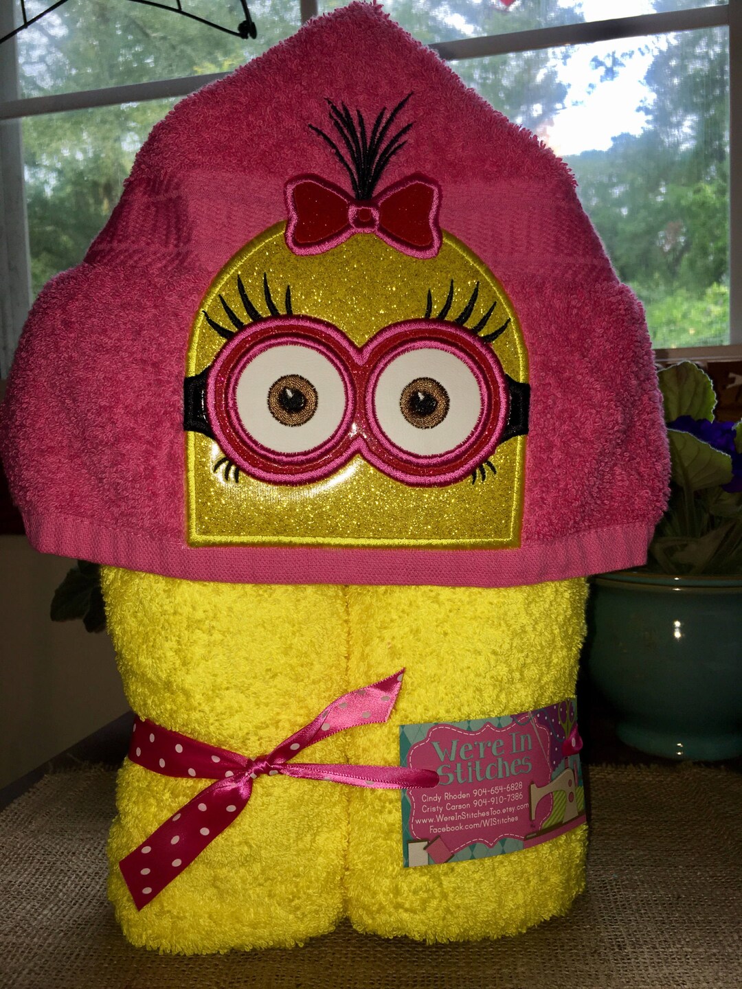 Girl Minion Hooded Towel, Marigold Minion Hooded Towel, Pool Towel