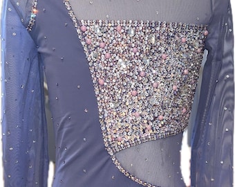 Purple Lyrical Dance Costume: Sparkle Embellished