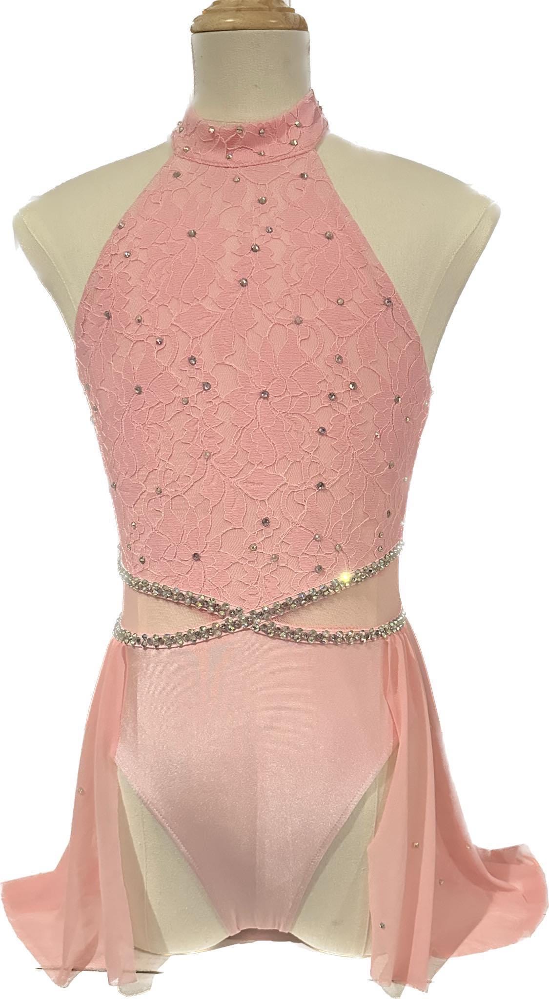 chinese dress ladies Girls Light Pink Lace Ballroom Dance Dresses Kids Waltz Tango Foxtrot  Quickstep Competition Skirt Big Swing