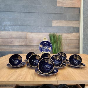 Limited Time Sale Rare Bavaria Echt Kobalt Tea Set for 6 – Hand-Painted Cobalt Blue & Gold Porcelain – Vintage German Collectible
