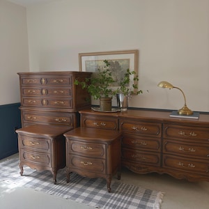 Thomasville Bedroom Set | French Provincial Solid Wood Dresser, Chest & Nightstands