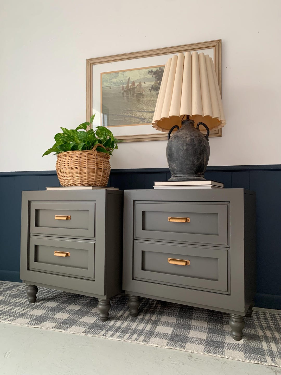 SOLD! SOLD! Vintage Pair of Nightstands Painted and Refinished! - Etsy