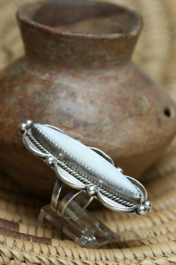 Vintage Southwestern Design Ring - Sterling and S… - image 1