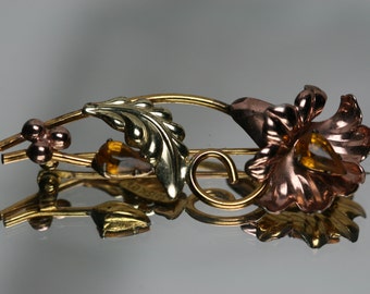 Vintage Gold Filled Floral Brooch - Richard Polumbaum - Palm