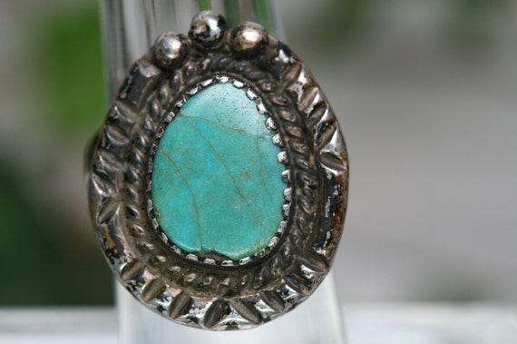 Sterling and Turquoise Ring - Vintage Southwester… - image 1