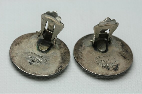Vintage Sterling Decorative Engraved Clip Earring… - image 3