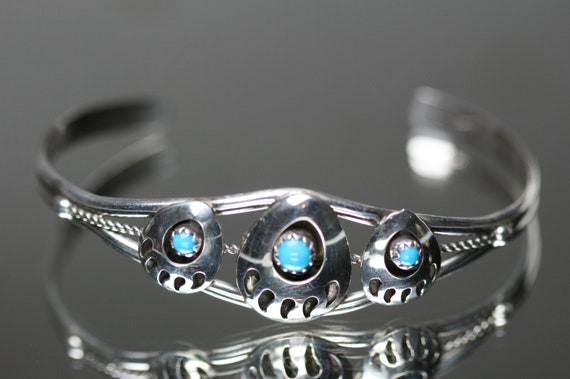 Vintage Sterling and Turquoise Cuff Bracelet - So… - image 1