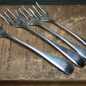Vintage Birks Sterling Cocktail Forks - 4pc - Engraved Letter N