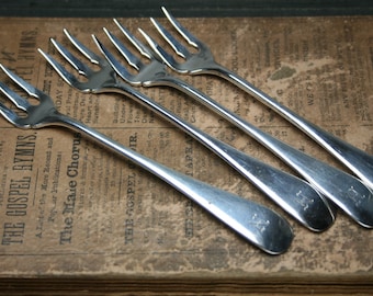 Vintage Birks Sterling Cocktail Forks - 4pc - Engraved Letter N