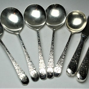 Vintage Birks Sterling 4pc Soup Spoon, 1  Cream Spoon and 2 Butter Knives