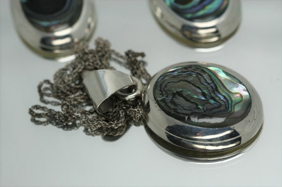 Sterling and Abalone Pendant and Earring Set - Vi… - image 2