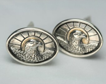 Sterling Cuff links - Eagle and Sunburst
