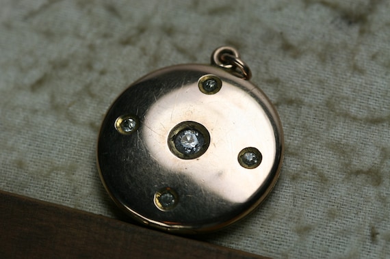 Antique GF and Glass Stone Photo Locket  - Hamilton & Hamilton Jr.