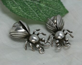 Sterling Bug Pins - Native American - 2pc