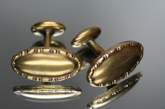 Antique 10k Button-Bean Back Cufflinks - image 1