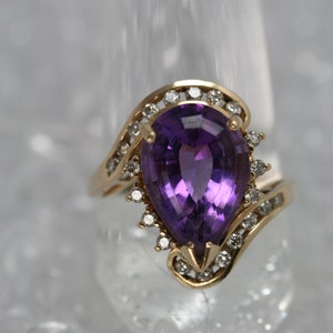 14k YG Amethyst and Diamond Ring