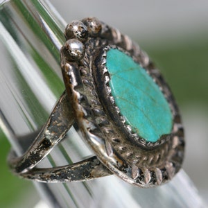 Sterling and Turquoise Ring Vintage Southwestern Design image 3