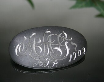 Antique Metal Engraved Brooch - 1909