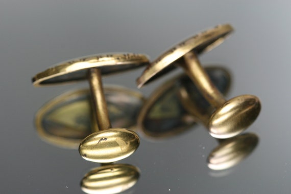 Antique 10k Button-Bean Back Cufflinks - image 2