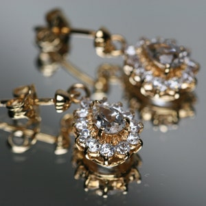 Gold Tone Topaz and CZ Post Earrings- NOS