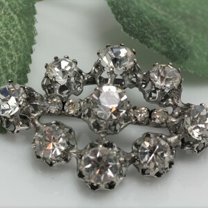 Vintage Silver Tone Metal and Rhinestone Brooch - Austria
