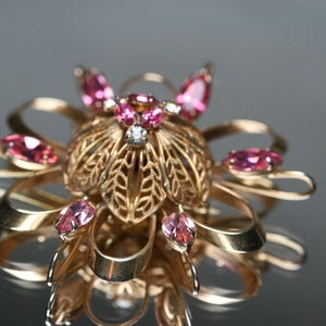 Vintage Gold Tone and Rhinestone Brooch