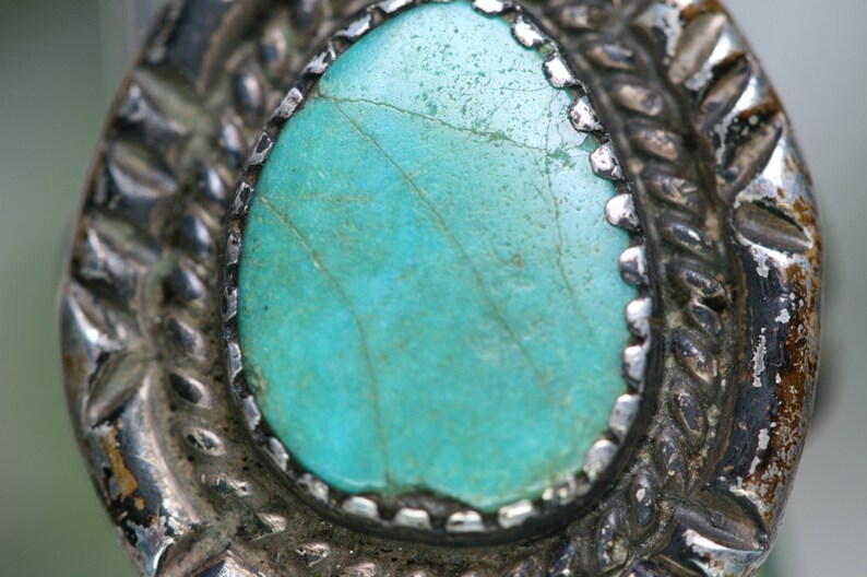 Sterling and Turquoise Ring Vintage Southwestern Design image 2