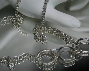 Decorative Sterling Chain Necklace - Handmade OOAK