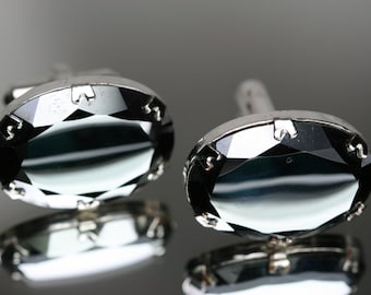Vintage Silver Tone and Hematite Cufflinks