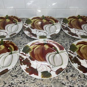 Royal Norfolk Pumpkin Harvest 10.5” Dinner Plates Fall Thanksgiving - Set of 6