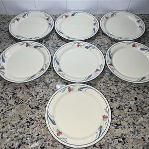 Lenox Chinastone Poppies on Blue Salad Plate USA - Set of 7