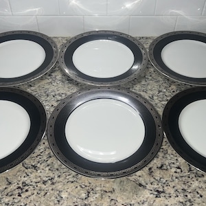 Juego de seis platos llanos de porcelana fina Mikasa Colonnade L3414 de 10 7/8 pulgadas