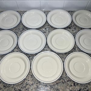Lenox Chinastone Poppies on Blue Saucer Plates USA - Set of Eleven