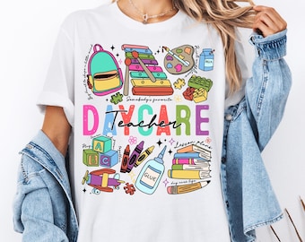 Daycare Teacher Shirt, Childcare Provider T-Shirt, Daycare Staff Crew Shirts, Cute Daycare Worker Teacher Shirt, Babysitter Sweatshirt